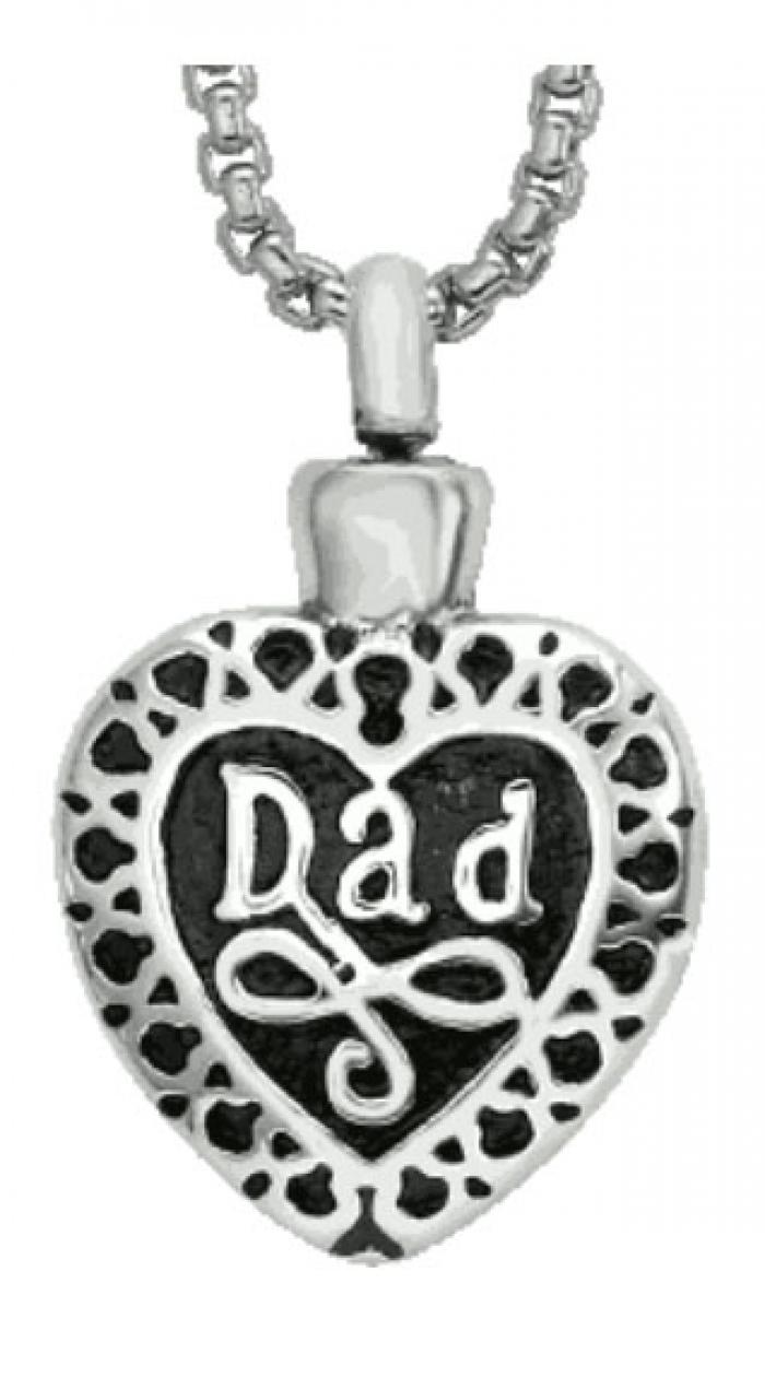Dad Heart Pendant Keepsake (Urn) Cremation Jewelry
