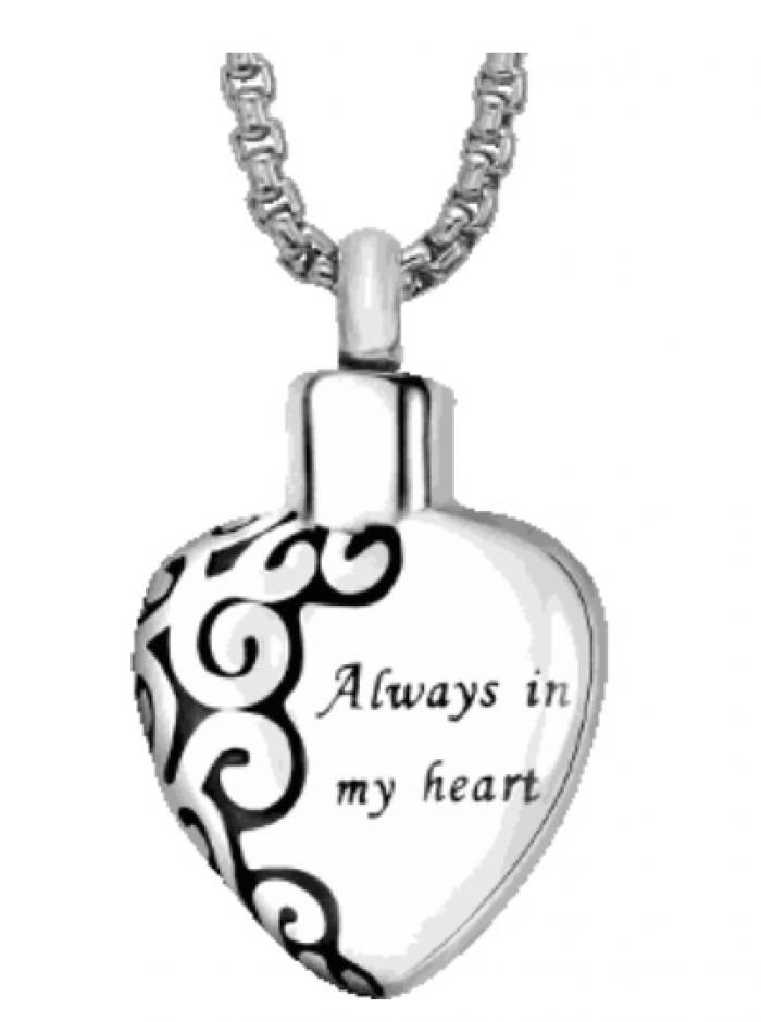 Always In My Heart Pendant Keepsake (Urn) Cremation Jewelry