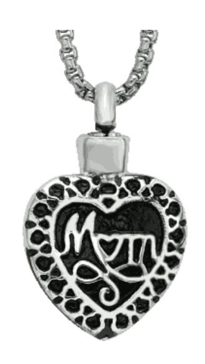 Mom Heart Pendant Keepsake (Urn) Cremation Jewelry