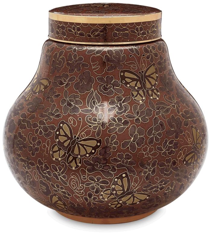 Cloisonné Collection - Amber Butterfly Urn Cloisonne Urns