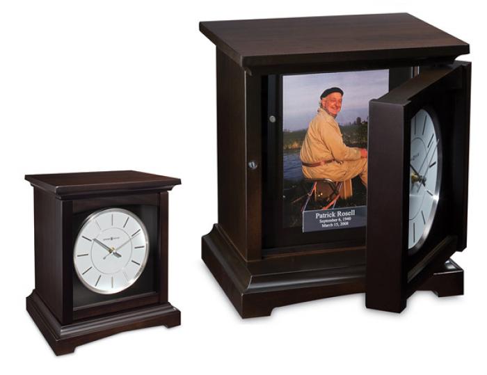 Wood Urns - Mantel Clock - Cocoa Memorial  Wooden Urns