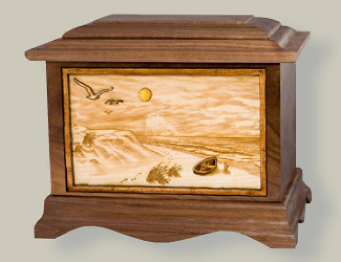 3D Urn - Footprints In The Sand Wooden Urns