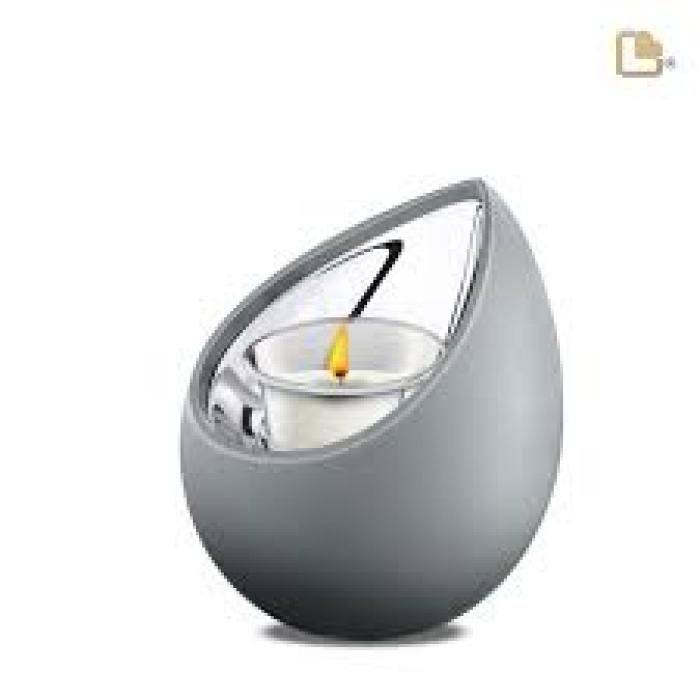 Drop Grey and Polished Silver Tealight Urn